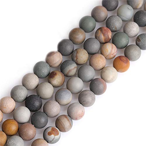 SHGbeads 8 mm matte, mehrfarbige Ozean-Jaspis, Halbedelstein, runde lose Perlen für Schmuckherstellung, DIY, handgefertigtes Bastelzubehör, 38,1 cm von GEM-INSIDE CREATE YOUR OWN FASHION
