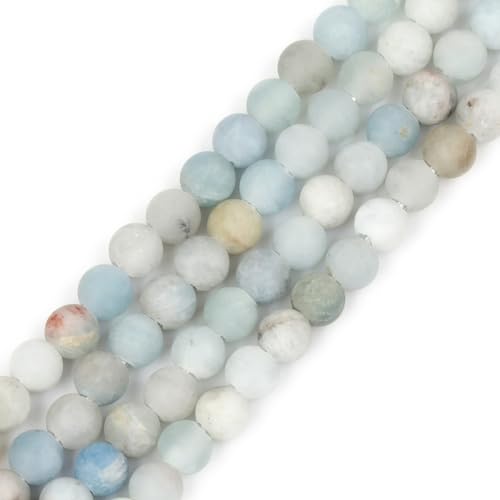 SHGbeads Blaue Aquamarin-Perlen, matt, natürlicher Edelstein, lose Perlen für Schmuckherstellung, rund, 6 mm, großes Loch, 1,5 mm-2 mm, 38,1 cm von GEM-INSIDE CREATE YOUR OWN FASHION