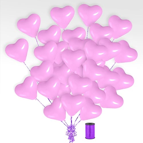 30 Herzballons Set - Romantische Dekoration in Zartem Rosa für Unvergessliche Anlässe - Inklusive Elegante Geschenkband von SweetFlo