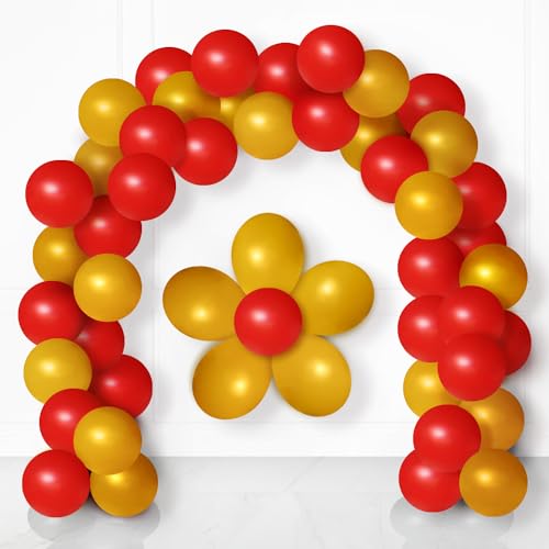 Helium ballons Rot und Gold, Luftballons 45 Stück, 26 cm, 100% Naturlatex, Premium balloons, für Hochzeit, Weihnachten, Kindergeburtstag, Partydekoration, Kinderparty, Merry Christmas von SweetFlo