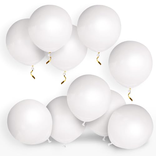 Romantisches Weißes Ballonset - 19 Zoll (49 cm) - 10 Stück - Perfekt für Hochzeiten, Hochzeitsfeiern und Erstkommunionen von SweetFlo