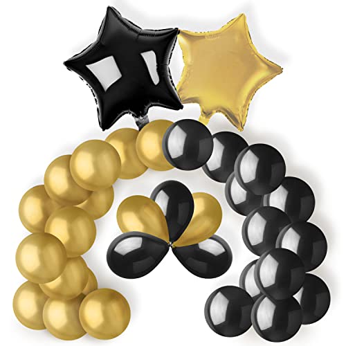 Schwarz Gold Luftballon Set, Schwarz Gold Dekoration, 32 Stück Luftballon für Geburtstag, Schwarz und Goldene Sterne, Schwarz Gold Hochzeits, Geburtstag Ballons, Partydekoration in Schwarz und Gold von SweetFlo