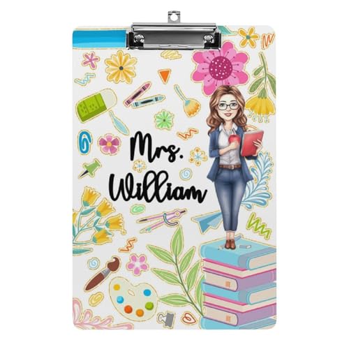 Personalisierte Acryl-Klemmbretter mit Metallclip, individuelles niedliches Lehrer-Klemmbrett mit Namens-Porträt, Geschenk für Lehrer, Studenten, Frauen, Klassenzimmer, Büro, Schule (Hochformat 1 Personalisierte Acryl-Klemmbretter mit Metallclip, individuelles niedliches Lehrer-Klemmbrett mit Namens-Porträt, Geschenk für Lehrer, Studenten, Frauen, Klassenzimmer, Büro, Schule (Hochformat 1 von SweetJECCU