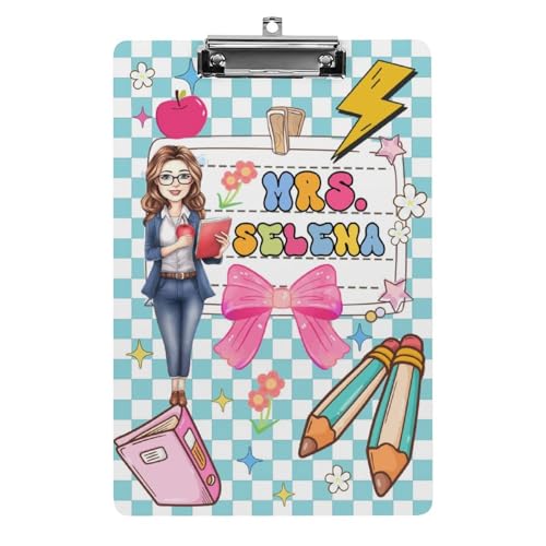 Personalisierte Acryl-Klemmbretter mit Metallclip, individuelles niedliches Lehrer-Klemmbrett mit Namens-Porträt, Geschenk für Lehrer, Studenten, Frauen, Klassenzimmer, Büro, Schule (Hochformat 5 Personalisierte Acryl-Klemmbretter mit Metallclip, individuelles niedliches Lehrer-Klemmbrett mit Namens-Porträt, Geschenk für Lehrer, Studenten, Frauen, Klassenzimmer, Büro, Schule (Hochformat 5 von SweetJECCU
