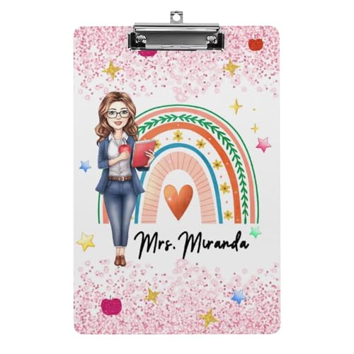 Personalisierte Acryl-Klemmbretter mit Metallclip, individuelles niedliches Lehrer-Klemmbrett mit Namens-Porträt, Geschenk für Lehrer, Studenten, Frauen, Klassenzimmer, Büro, Schule (Hochformat 6 Personalisierte Acryl-Klemmbretter mit Metallclip, individuelles niedliches Lehrer-Klemmbrett mit Namens-Porträt, Geschenk für Lehrer, Studenten, Frauen, Klassenzimmer, Büro, Schule (Hochformat 6 von SweetJECCU