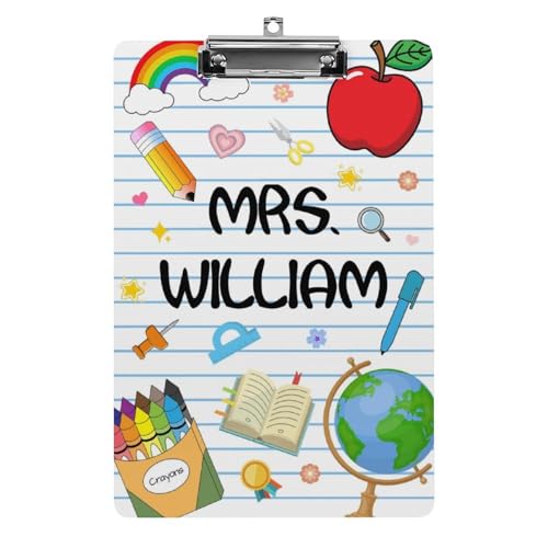 Personalisierte Acryl-Klemmbretter mit Metallclip, individuelles niedliches Lehrer-Klemmbrett mit Namens-Porträt, Geschenk für Lehrer, Studenten, Frauen, Klassenzimmer, Büro, Schule (Stil 3, 31,8 x Personalisierte Acryl-Klemmbretter mit Metallclip, individuelles niedliches Lehrer-Klemmbrett mit Namens-Porträt, Geschenk für Lehrer, Studenten, Frauen, Klassenzimmer, Büro, Schule (Stil 3, 31,8 x von SweetJECCU