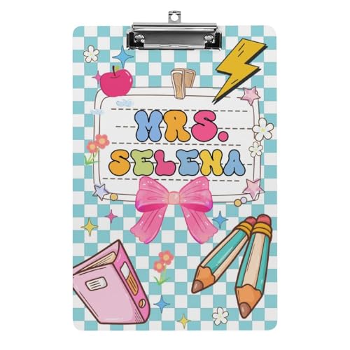 Personalisierte Acryl-Klemmbretter mit Metallclip, individuelles niedliches Lehrer-Klemmbrett mit Namens-Porträt, Geschenk für Lehrer, Studenten, Frauen, Klassenzimmer, Büro, Schule (Stil 5, 31,8 x Personalisierte Acryl-Klemmbretter mit Metallclip, individuelles niedliches Lehrer-Klemmbrett mit Namens-Porträt, Geschenk für Lehrer, Studenten, Frauen, Klassenzimmer, Büro, Schule (Stil 5, 31,8 x von SweetJECCU