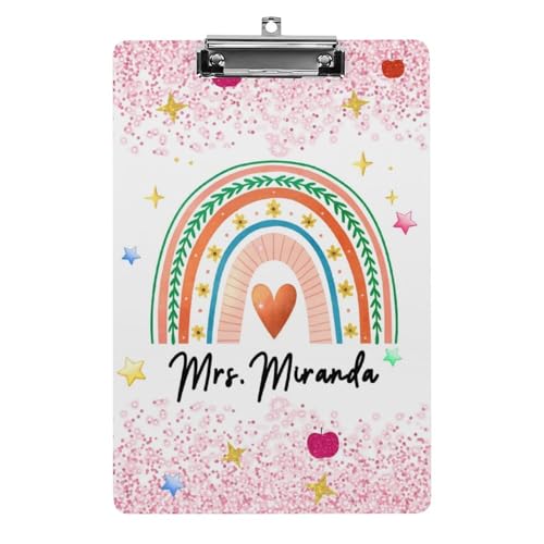 Personalisierte Acryl-Klemmbretter mit Metallclip, individuelles niedliches Lehrer-Klemmbrett mit Namens-Porträt, Geschenk für Lehrer, Studenten, Frauen, Klassenzimmer, Büro, Schule (Stil 6, 31,8 x Personalisierte Acryl-Klemmbretter mit Metallclip, individuelles niedliches Lehrer-Klemmbrett mit Namens-Porträt, Geschenk für Lehrer, Studenten, Frauen, Klassenzimmer, Büro, Schule (Stil 6, 31,8 x von SweetJECCU