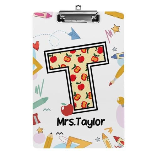 Personalisierte Acryl-Klemmbretter mit Metallclip, individuelles niedliches Lehrer-Klemmbrett mit Namens-Porträt, Geschenk für Lehrer, Studenten, Frauen, Klassenzimmer, Büro, Schule (Stil 8, 31,8 x Personalisierte Acryl-Klemmbretter mit Metallclip, individuelles niedliches Lehrer-Klemmbrett mit Namens-Porträt, Geschenk für Lehrer, Studenten, Frauen, Klassenzimmer, Büro, Schule (Stil 8, 31,8 x von SweetJECCU