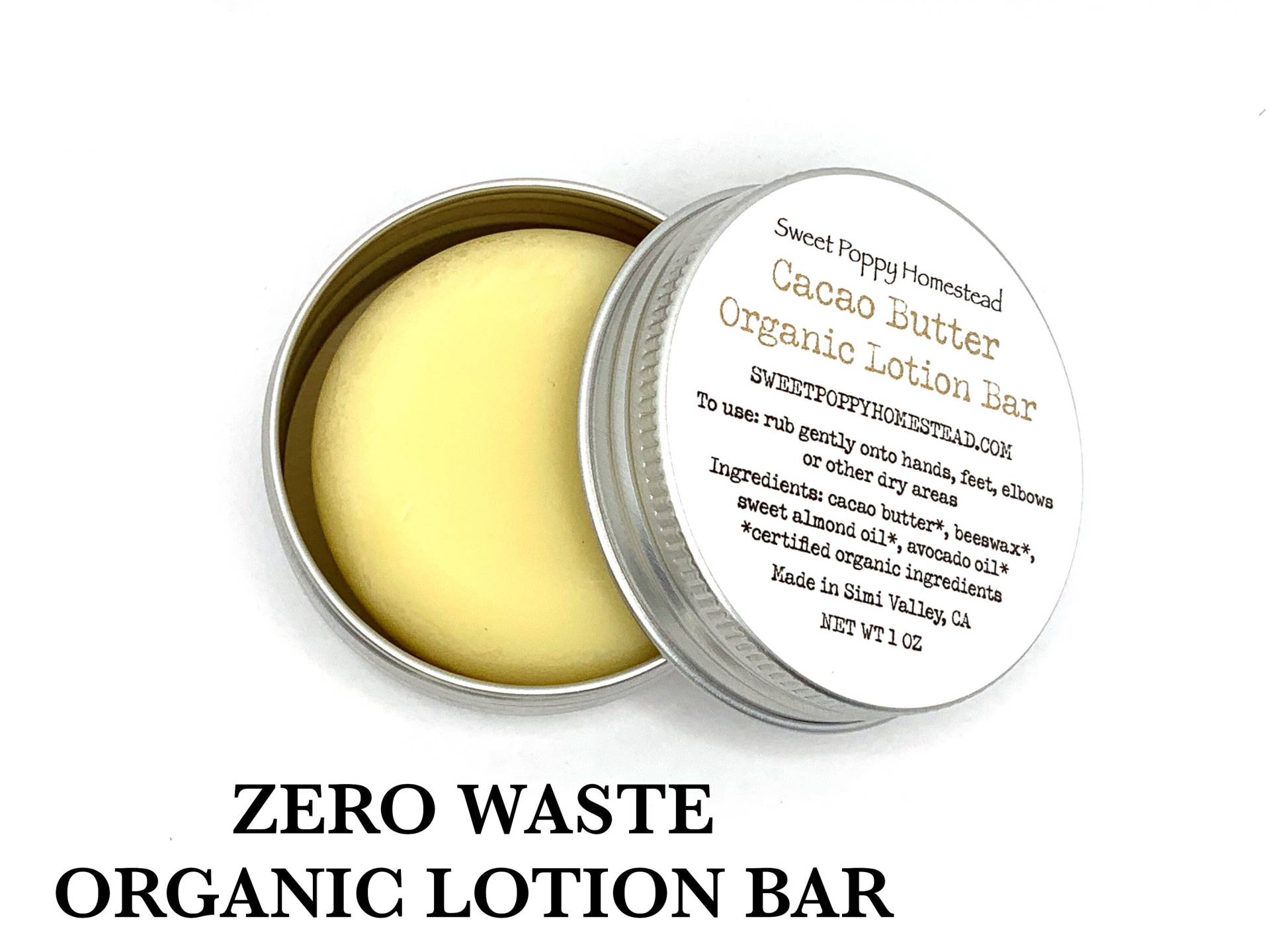 Lotion Bar | Zero Waste Bio Cacao Butter Solid 100% Natürliche Hartlotion Unscented von SweetPoppyHomestead