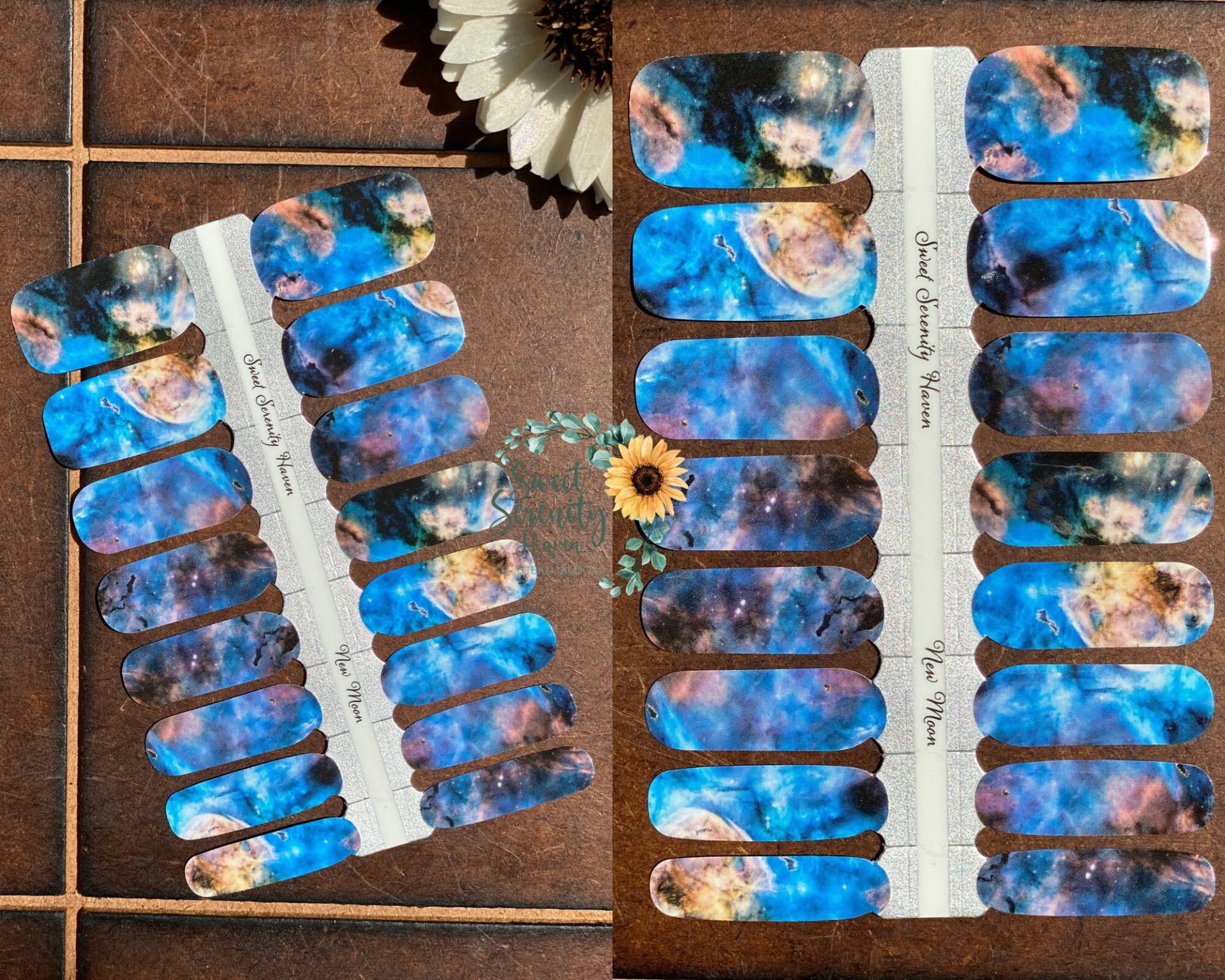 Neumond Nagellack Wraps; Celestial Moon Phase Nagelstreifen; Glänzend; Blaue Nagelkunst Neumond Nagellack Wraps; Celestial Moon Phase Nagelstreifen; Glänzend; Blaue Nagelkunst von SweetSerenityHaven