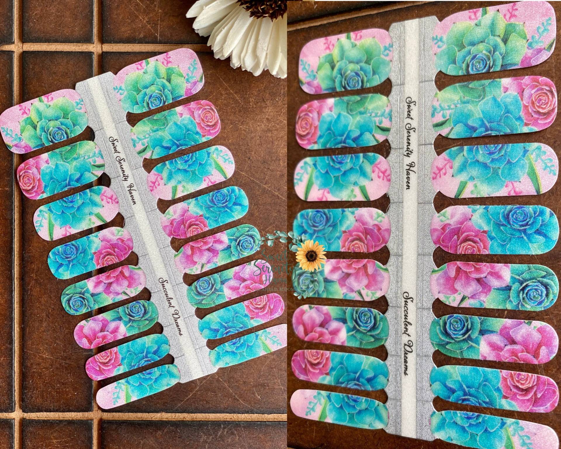 Sukkulente Träume Nagellack Wraps; Florale Nagelstreifen; Perlennagel Wickelfolie; Schimmernden Sukkulente Träume Nagellack Wraps; Florale Nagelstreifen; Perlennagel Wickelfolie; Schimmernden von SweetSerenityHaven