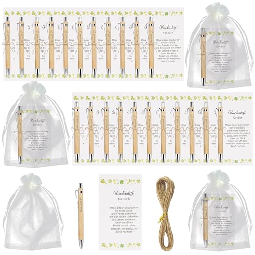 24 Sets Glücksstift Kugelschreiber Geschenke mit Karte und Spruch, Abschiedsgeschenk Kollegen, Abschiedsgeschenk Schüler, Dankeschön Geschenke für Kollegen Mitarbeiter Schüler, für Hochzeit Kommunion von Sweetone