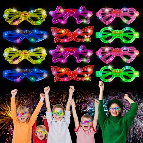 Sweetone LED Brille Party Brille, 12 Stück Leuchtende Brille, LED Partybrille Leuchtbrille, Neon Rave Brille Glow für Karneval Halloween Weihnachten Geburtstag Neujahrsparty von Sweetone