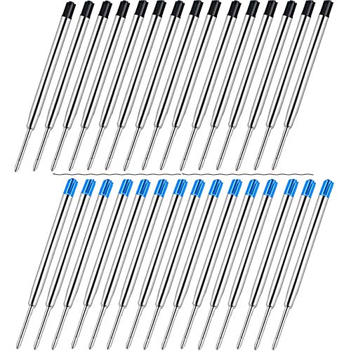 Sweetone 30 Stück Kugelschreiberminen Großraumminen Metall Kugelschreiber Ersatzminen für das G2-Format, Kugelschreiber Minen Kompatible Minen 1,0mm Strichstärke M (Blau+Schwarz) von Sweetone