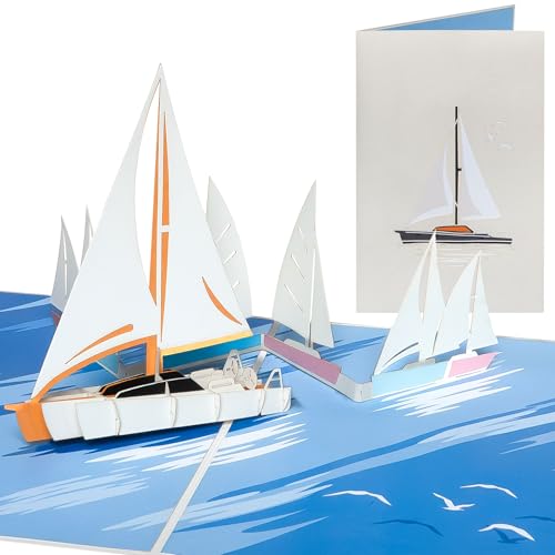 Sweetpopup® Segelboot 3D Pop Up Karte | Schiff Geburtstagskarte Geschenkkarte für Segler | Gutschein Segeln Sailing Insel Urlaub | Hochwertiges Metallic-Papier | Klappkarte Segelschiff/Yacht, 203 von Sweetpopup