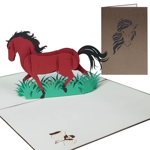 Sweetpopup® 3D Pop Up Karte Geburtstagskarte Geschenkkarte Glückwunschkarte Geburtstag Reiten Pferdefans Pferdeliebhaber | Klappkarte Pferd, 155 von Sweetpopup
