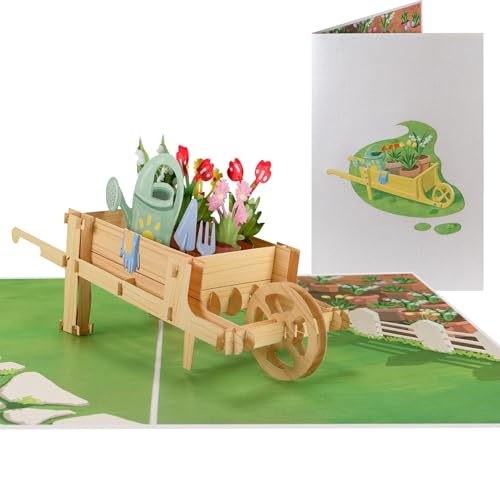 Sweetpopup® 3D Pop Up Karte Glückwunsch | Edles Metallic-Papier & inkl. Notizkarte | Klappkarte Garten Blumen/Blumenwagen, 061 von Sweetpopup