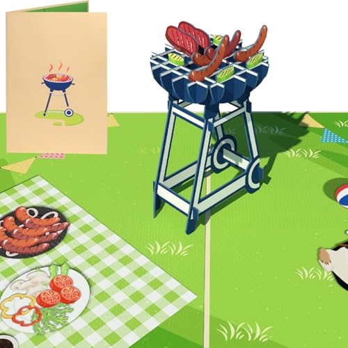 Sweetpopup® 3D Pop-Up Karte Glückwunschkarte Geburtstagskarte Geschenkkarte Gutscheinkarte | Geburtstag Fest Feiern Grillabend Sommer Ausflug Urlaub Ruhestand | Klappkarte mit Grill 022 von Sweetpopup