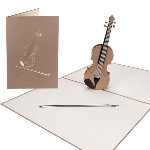 Sweetpopup® 3D Pop Up Karte Glückwunschkarte Geburtstagskarte Grußkarte Gutschein Geschenkkarte Instrumente Konzert Orchester Glückwunsch Geburtstag Musiker | Klappkarte Violin/Geige, 076z von Sweetpopup
