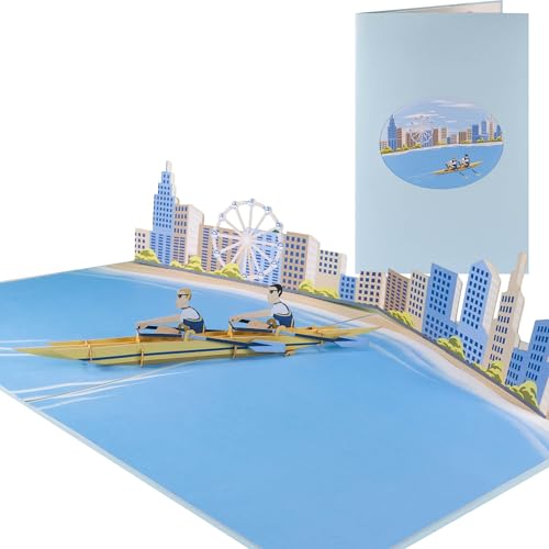 Sweetpopup® 3D Pop Up Karte Glückwunschkarte Geburtstagskarte Grußkarte Gutscheinkarte Geschenkkarte Glückwunsch Geburtstag Wassersport Rudern | Klappkarte Ruderboot, 169 von Sweetpopup