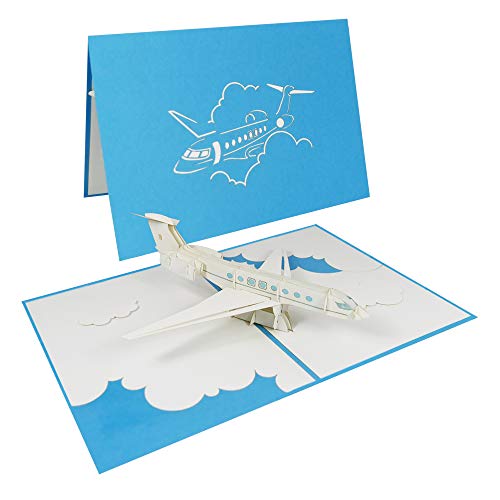 Sweetpopup® 3D Pop Up Karte Glückwunschkarte Geburtstagskarte Grußkarte Reisegutschein Geschenkkarte Geburtstag Urlaub Reise Flugreise Abschied | Klappkarte Flugzeug, Privatjet, 170 von Sweetpopup