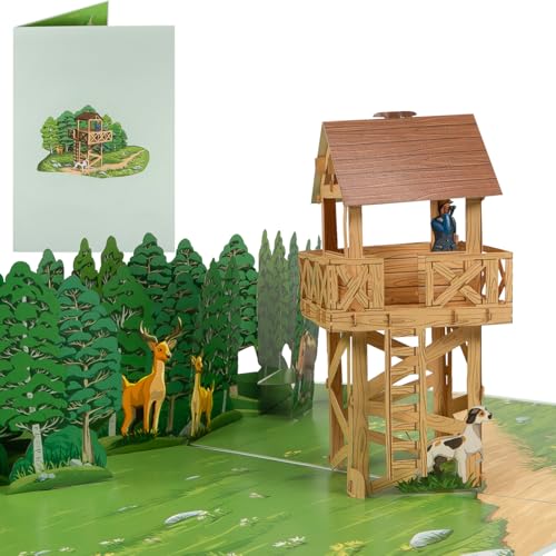 Sweetpopup® 3D Pop Up Karte Jagd & Wald | Glückwunschkarte Geburtstagskarte Geschenke Jäger Förster | Gutschein Geldgeschenk Jagdprüfung Jagdschein | Klappkarte Jagdhütte, 096 von Sweetpopup