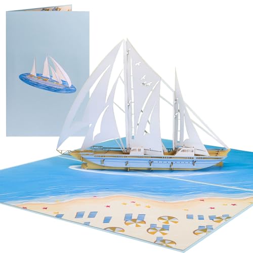 Sweetpopup® Segelboot Pop Up Karte | Schiff Geburtstagskarte Geschenkkarte für Segler | Gutschein Maritim Segeln Sailing Boot Insel Urlaub | Klappkarte Segelschiff/Yacht, 167 von Sweetpopup