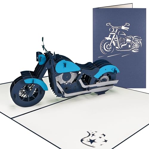 Sweetpopup® 3D Pop Up Karte Gutscheinkarte Geldgeschenk Glückwunschkarte Geburtstag Männertag Vatertag Motorradfahrer Biker | Klappkarte Motorrad 009 von Sweetpopup