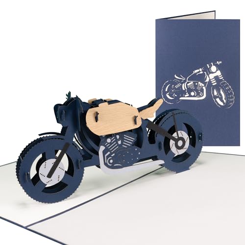 Sweetpopup® 3D Pop Up Karte Gutscheinkarte Geldgeschenk Glückwunschkarte Geburtstag Männertag Vatertag Motorradfahrer Biker | Klappkarte Motorrad 010 von Sweetpopup