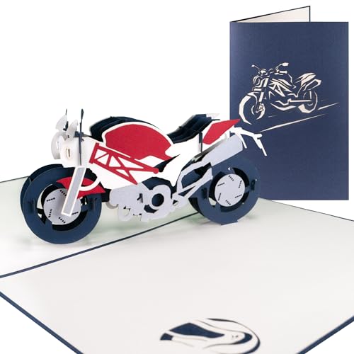 Sweetpopup® 3D Pop Up Karte Geschenkkarte für Motorradfahrer | Handgefertigt mit filigraner Faltstruktur | Klappkarte Motorrad, 006 von Sweetpopup