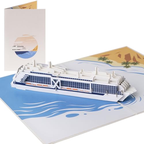 Sweetpopup® Pop Up Karte Schiff | Geburtstagskarte Geschenk Gutschein Kreuzfahrt Schifffahrt Boot Urlaub Reise | Hochwertiges Metallic-Papier | Klappkarte Modell Kreuzfahrtschiff 007 von Sweetpopup