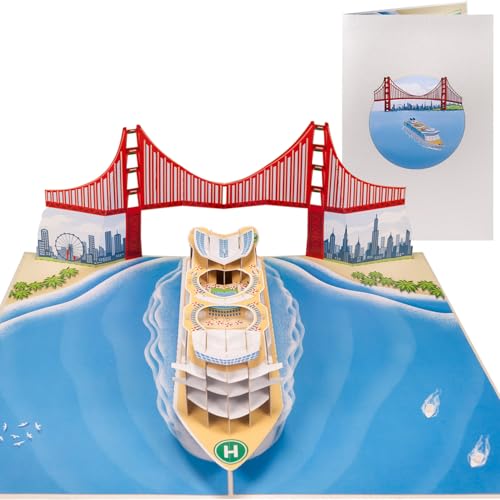Sweetpopup® Pop Up Karte Schiff | 3D Geburtstagskarte Kreuzfahrt | Reisegutschein Geldgeschenk Schifffahrt, Boot Urlaub | Hochwertiges Metallic-Papier | Klappkarte Modellschiff Kreuzfahrtschiff 007b von Sweetpopup