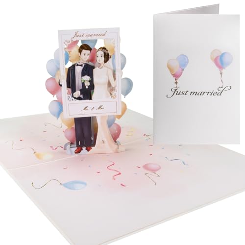 Sweetpopup® Hochzeitskarte - 3D Pop Up Karte Hochzeit Jahrestag Glückwunsch | Glückwunschkarte Geschenkkarte Gutschein | Premium Metallic-Papier | Klappkarte Brautpaar & Hochzeitstag,108 von Sweetpopup