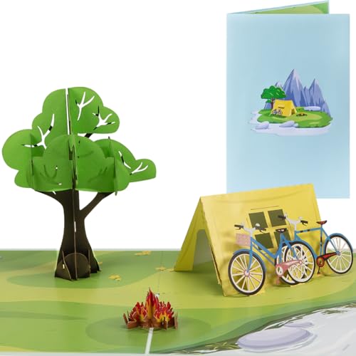 Sweetpopup [NEU] 3D Pop Up Karte Geburtstagskarte Geldgeschenk Urlaubgutschein Geschenkkarte Gutscheinkarte Glückwunschkarte Geburtstag Urlaub Freizeit Wandern | Klappkarte Zelt & Camping, 060 von Sweetpopup