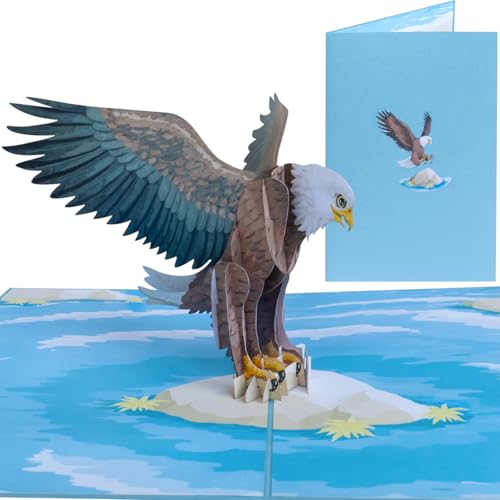 Sweetpopup [NEU] 3D Pop Up Karte Glückwunschkarte Geburtstagskarte Geschenkkarte Gutschein Gratulation Glückwunsch Geburtstag Vatertag Genesung Männer Freunden | Klappkarte Adler, 185 von Sweetpopup