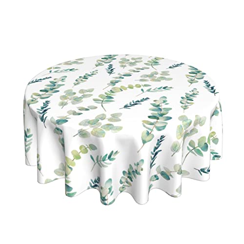 Frühlingsgrüne Tischdecke rund 152,4 cm Frühlingsdekorationen Aquarell Eukalyptus Blaugrün Salbeigrün Blumendruck Dekorative runde Tischdecke Dekor für Zuhause Küche Esszimmer von Sweetshow