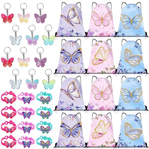 Sweetude 36 Stück Schmetterlings-Partygeschenke, Schmetterlings-Geschenke für Mädchen, inklusive 12 Sets mit Schmetterlingen, Kordelzug-Rucksack mit Schlüsselanhänger, Armbänder für Kinder Sweetude 36 Stück Schmetterlings-Partygeschenke, Schmetterlings-Geschenke für Mädchen, inklusive 12 Sets mit Schmetterlingen, Kordelzug-Rucksack mit Schlüsselanhänger, Armbänder für Kinder von Sweetude