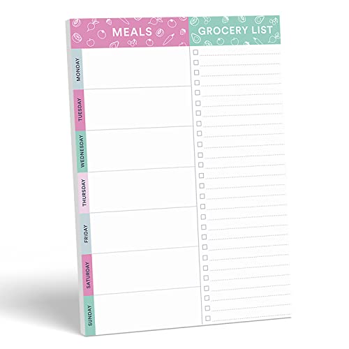Sweetzer & Orange Essensplaner-Pads - Notiztafel-Organizer für Meal Prep - Abreißbare Einkaufsliste für Lebensmittel, 2 Magnete zum Aufhängen am Kühlschrank - Lila & Blaugrün, 17x25cm, 52 Blatt Sweetzer & Orange Essensplaner-Pads - Notiztafel-Organizer für Meal Prep - Abreißbare Einkaufsliste für Lebensmittel, 2 Magnete zum Aufhängen am Kühlschrank - Lila & Blaugrün, 17x25cm, 52 Blatt von Sweetzer & Orange