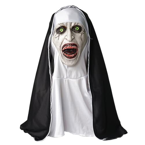 Swetopq Nonne Scary Latex Halloween Party Town Nonne Cosplays Costume Full Head Creepier Witches Party Evil Dress Up Nonne von Swetopq