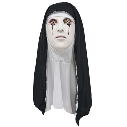 Swetopq Nonne Scary Latex Halloween Party Town Nonne Cosplays Costume Full Head Creepier Witches Party Evil Dress Up Nonne von Swetopq