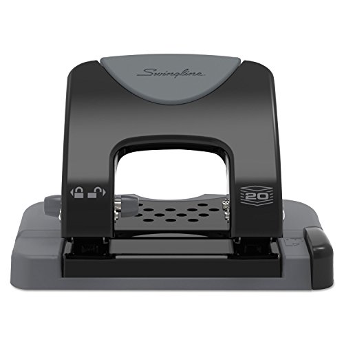 Swingline 2-Lochstanzer, 20 Blatt Kapazität, Papierstanzer, SmartTouch, geringer Aufwand, Komfortgriff, Ausrichtungsführung, Schwarz und Grau (74135) von Swingline
