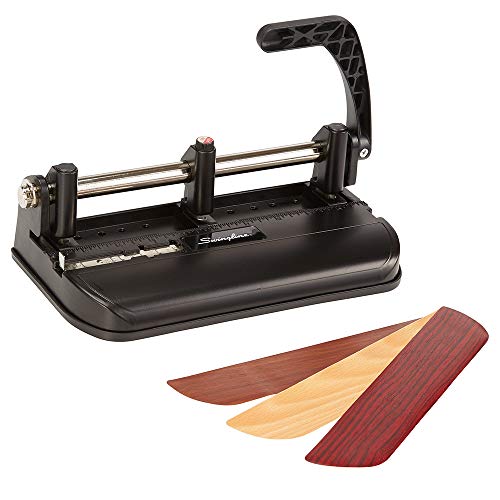 Swingline 3-Lochstanzer, strapazierfähig, 32 Blatt, 3 Löcher, 3 Ringe, verstellbar, 2–7 Löcher, Schwarz und Silber (74350) von Swingline
