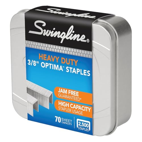 Swingline Optima 35550 Heftklammern, hohe Kapazität, für Desktop-Heftgeräte, 0,95 cm Länge, 125 Stück/Streifen, 2500 Stück pro Box, staufrei von Swingline