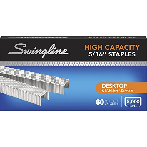 Swingline Heftklammern, hohe Kapazität, Kapazität 60 Blatt, 5/16 Zoll Länge, 210/Streifen, 5000/Box (S7081032) von Swingline