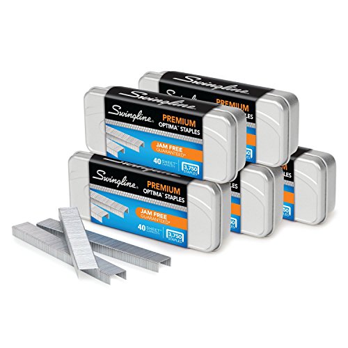 Swingline Optima Premium Heftklammern, 6,35 mm Länge, ohne Papierstau, 210 pro Streifen, 3.750/Box, 5 Stück (S7035565) von Swingline