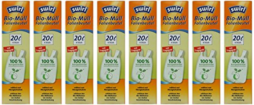 Swirl 8 x Bio-Müll Folienbeutel mit Tragegriff/Müllbeutel/Abfalltüte/Bioabfall-Beutel/Mülltüten, 20 Liter / 6 Beutel Swirl 8 x Bio-Müll Folienbeutel mit Tragegriff/Müllbeutel/Abfalltüte/Bioabfall-Beutel/Mülltüten, 20 Liter / 6 Beutel von Swirl