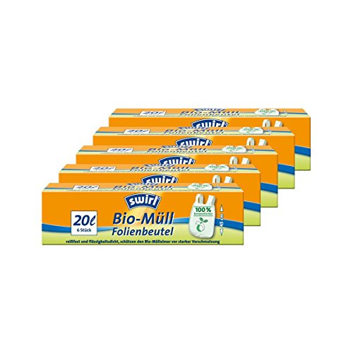 Swirl Bio-Müll Folien-Beutel 20l mit Tragegriff 6stk./Rolle (5er Pack) von Swirl