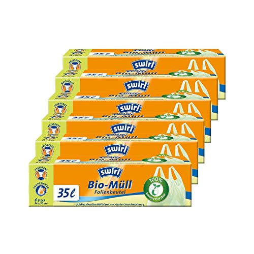 Swirl Bio-Müll Folien-Beutel 35l mit Tragegriff 6stk./Rolle (6er Pack) von Swirl