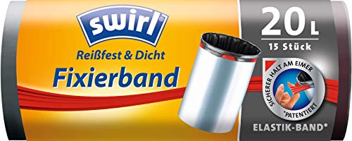 Swirl Fixierband-Müllbeutel, 20 Liter, 1 Rolle mit 15 Beuteln, Anthrazit von Swirl